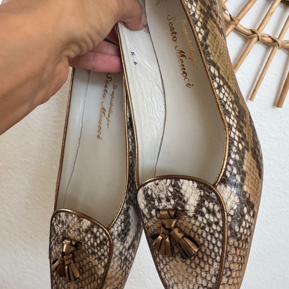 Sesto Meucci Brown Snakeskin Tassel Loafers - Picture 4 of 6